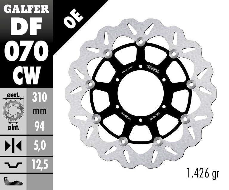 Honda CBR600RR, 2014 - 2023, Galfer 310mm Floating Wave® Rotor (Front Disc -1)