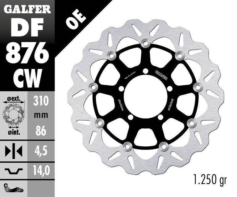 Triumph Daytona 657 (R/Non-R), 2006 - 2012, Galfer 310mm Floating Wave® Rotor