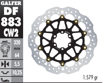 Aprilia RSV4 (Factory/RR/1000), 2011 - 2015, Galfer 320mm World Superbike Wave® Rotor (Front Disc - 1)