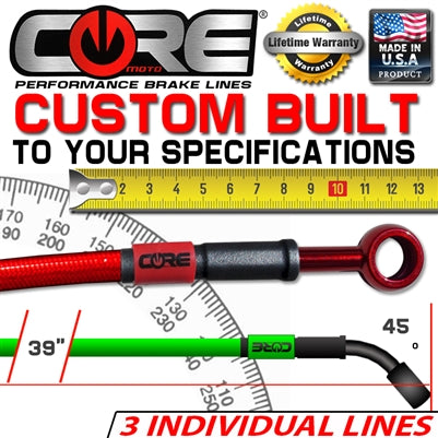 CoreMoto Custom Brake Lines -- Full Length, Triple (3) Line Kit