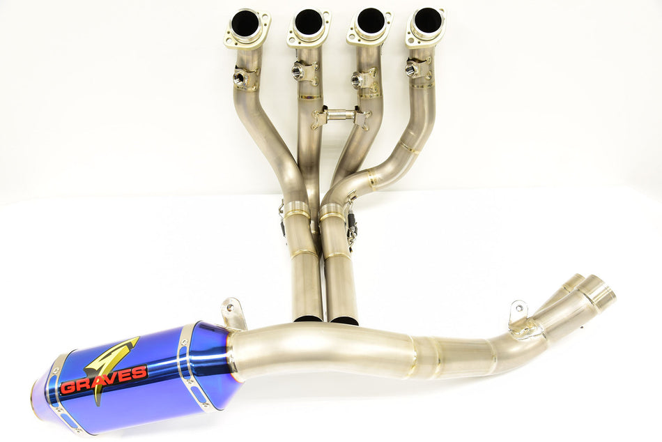 Yamaha R1, 2015 - 2023, Graves Full Titanium Exhaust System - ElecTrick bLUE Silencer