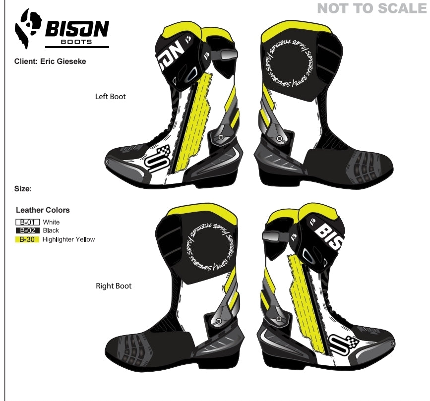 Bison THOR.1 Custom Race Boots - Superbike Supply Livery