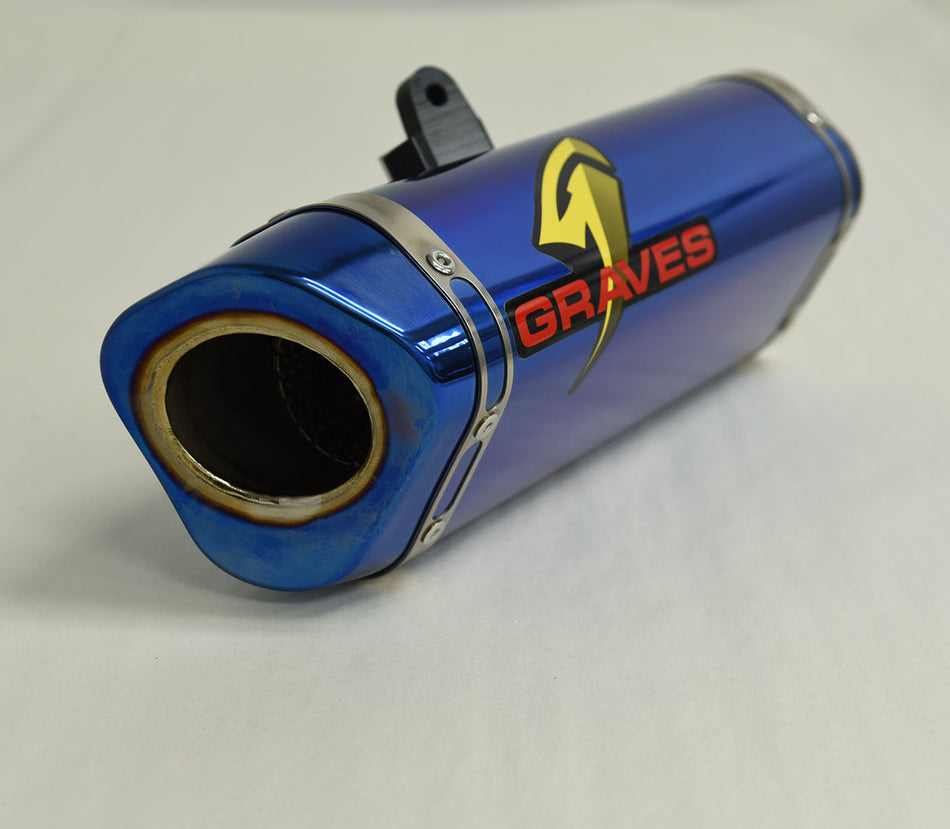 Yamaha R6, 2006 - 2025, Graves Motorsports EleckTrick bLUE Slip-On Exhaust