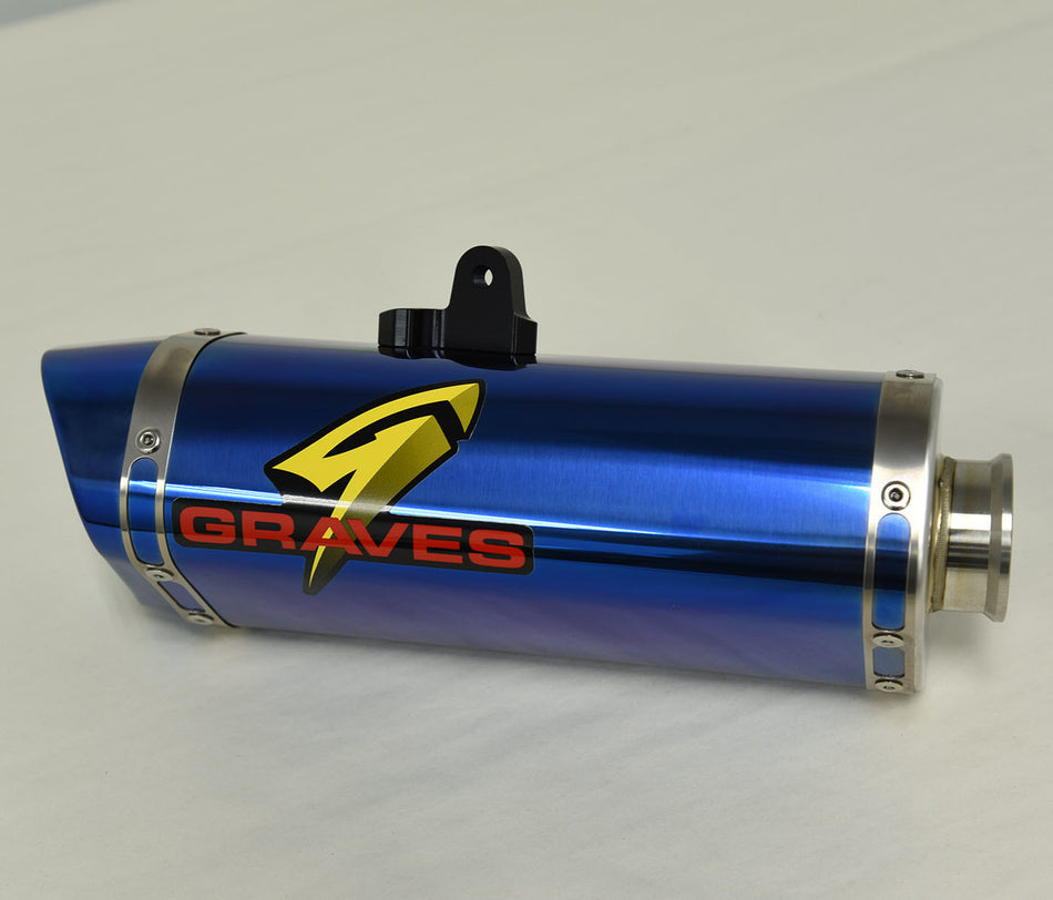 Yamaha R6, 2006 - 2025, Graves Motorsports EleckTrick bLUE Slip-On Exhaust