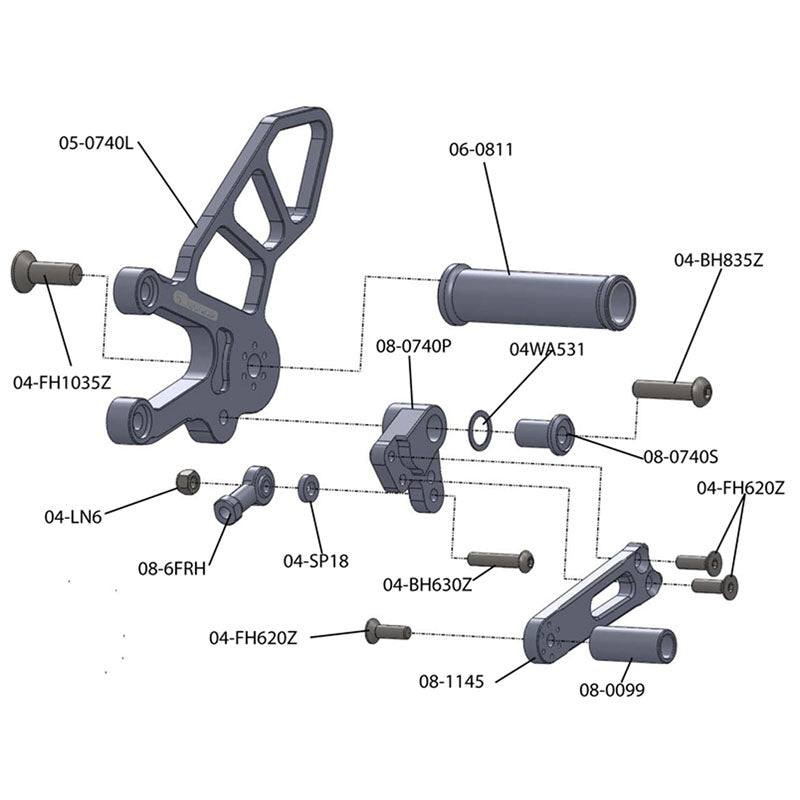 Aprilia RSV4, 2021 - 2022, Tuono V4 2021-22 STD Shift  Complete Rearset W/Pedals